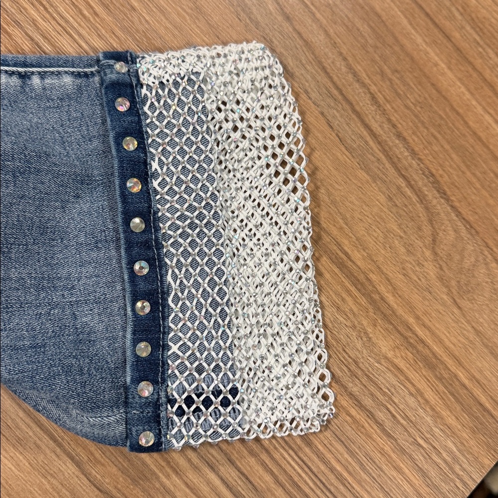 Joseph Ribkoff denim jeans with white hem trim - Picture 6 of 6